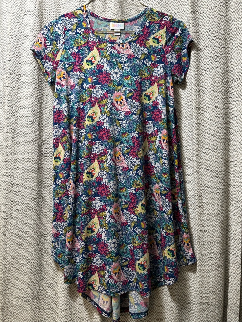 LuLaRoe Girls Floral Paisley Swing Dress in Blue, Pink & Yellow